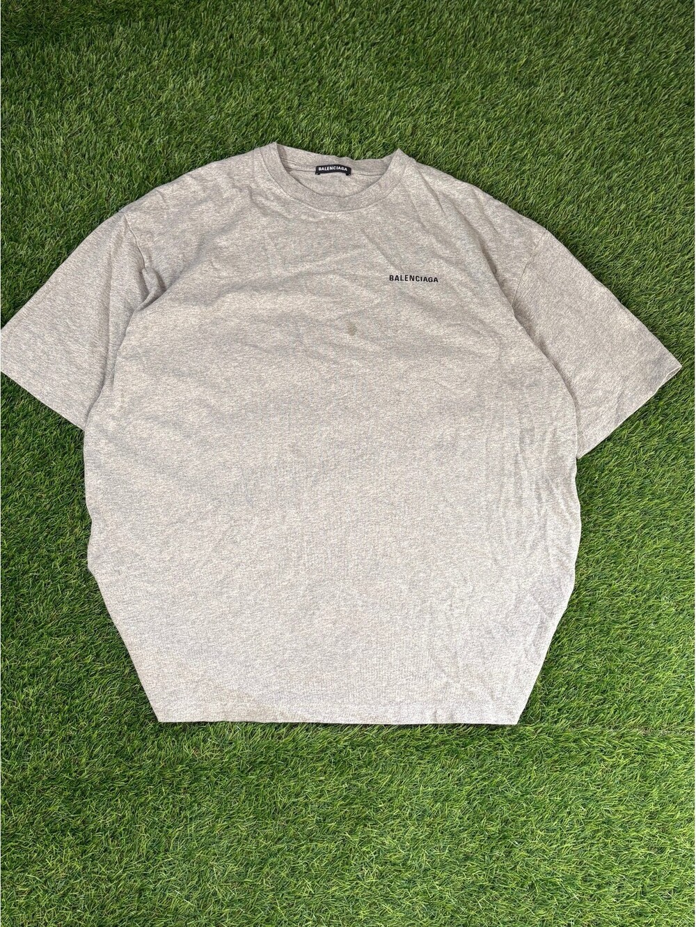 Balenciaga Logo Print Gray Cotton T-Shirt